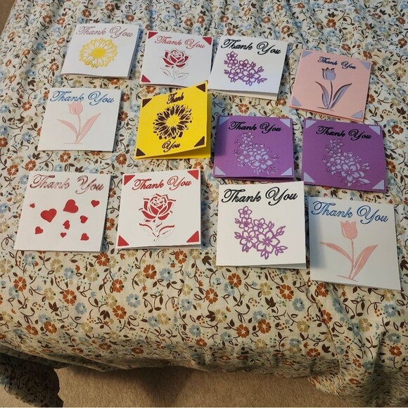 Hand Crafted Colorful Thank You Card Set of 12 - Picture 6 of 11